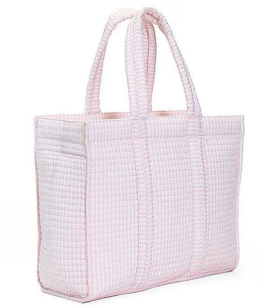 Quilted Mini Go Go Tote, Pink Pimlico Stripe