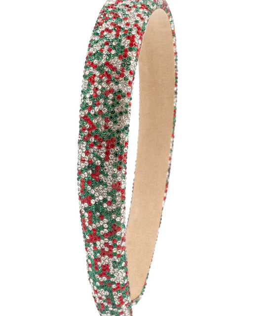 Thin Fully Crystallized Headband, Red + Green - Magpies Paducah