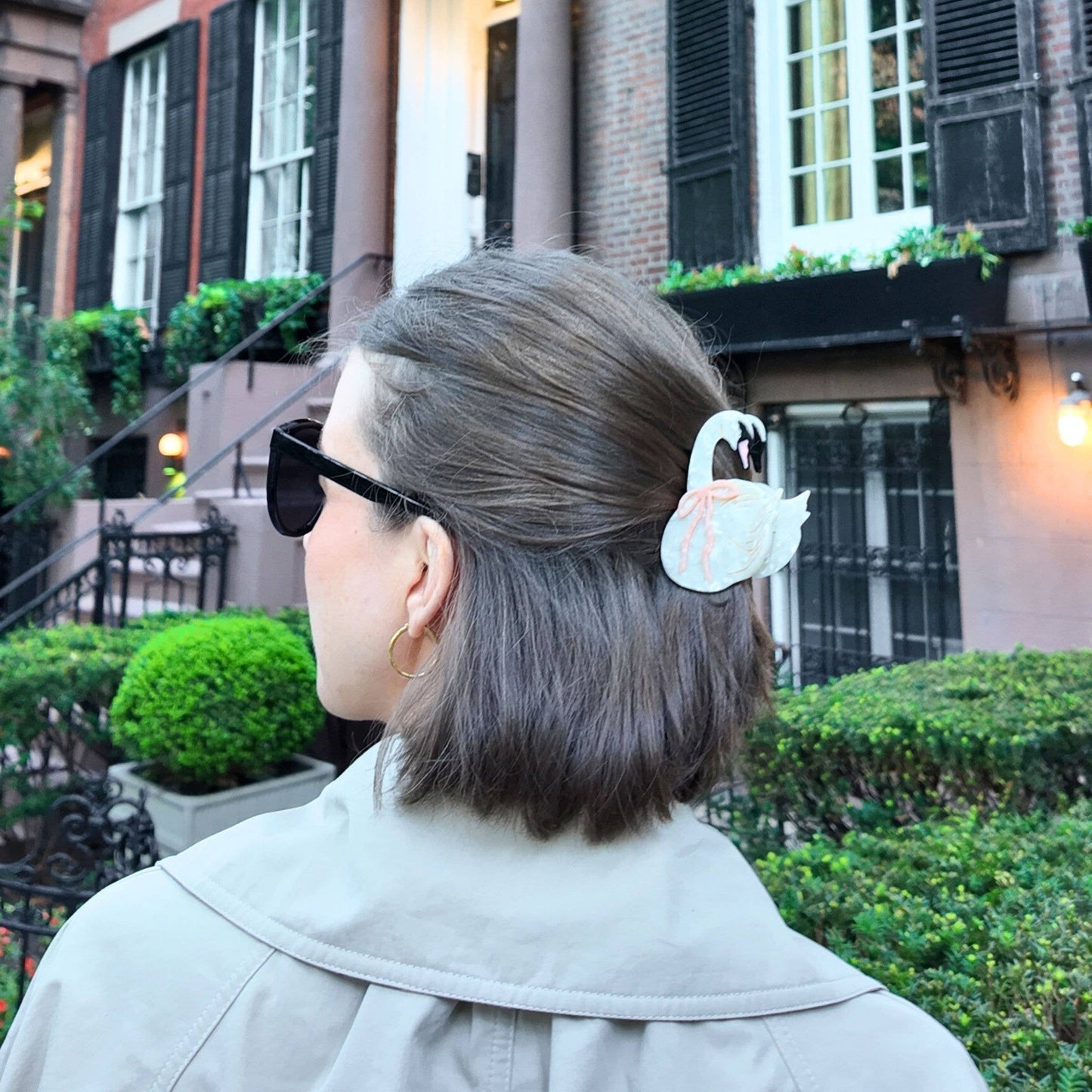 Hand-painted Bow Swan Claw Hair Clip