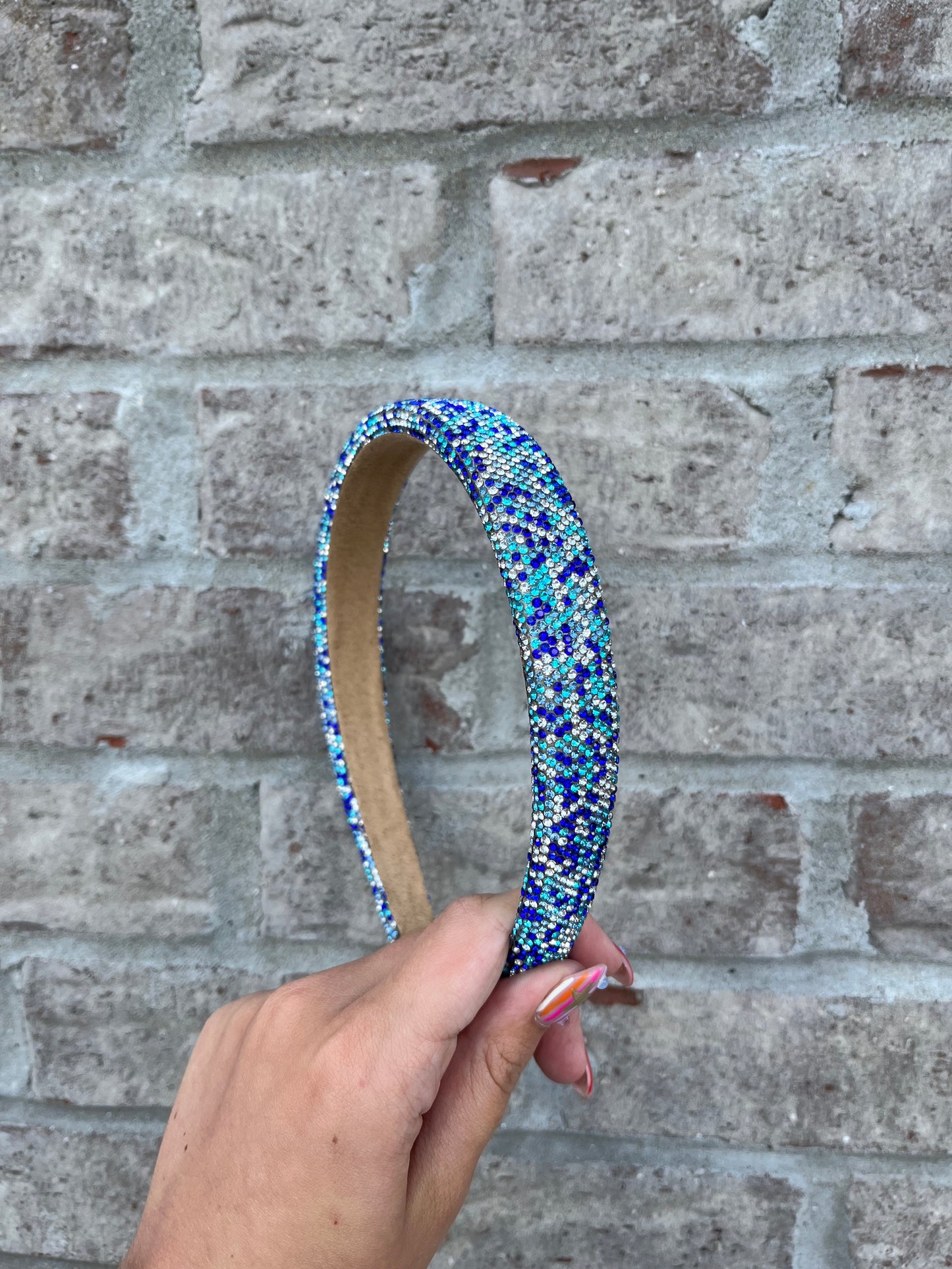 Thin Fully Crystallized Headband, Blue Multi