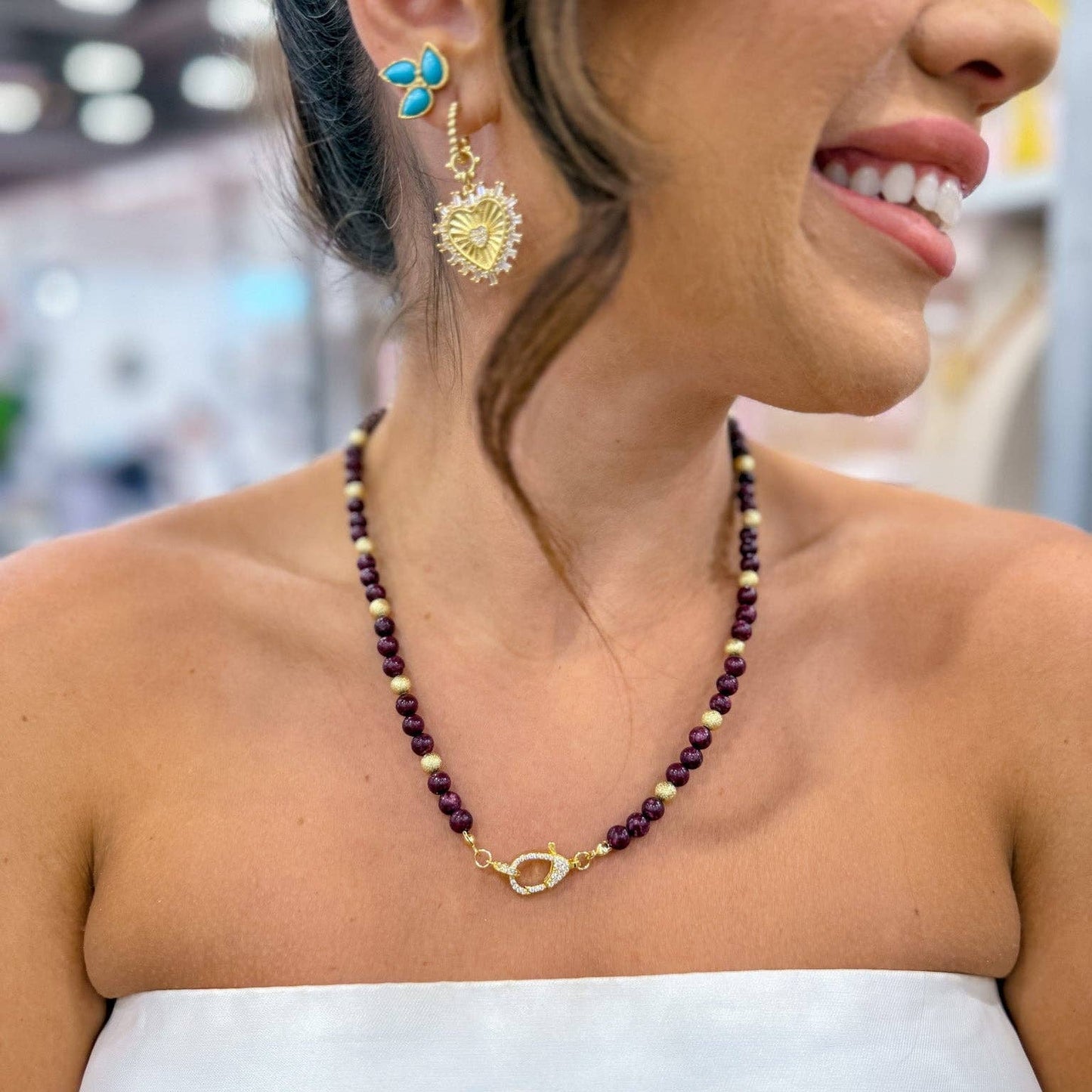 Just the Girl Maroon Gemstone Necklace