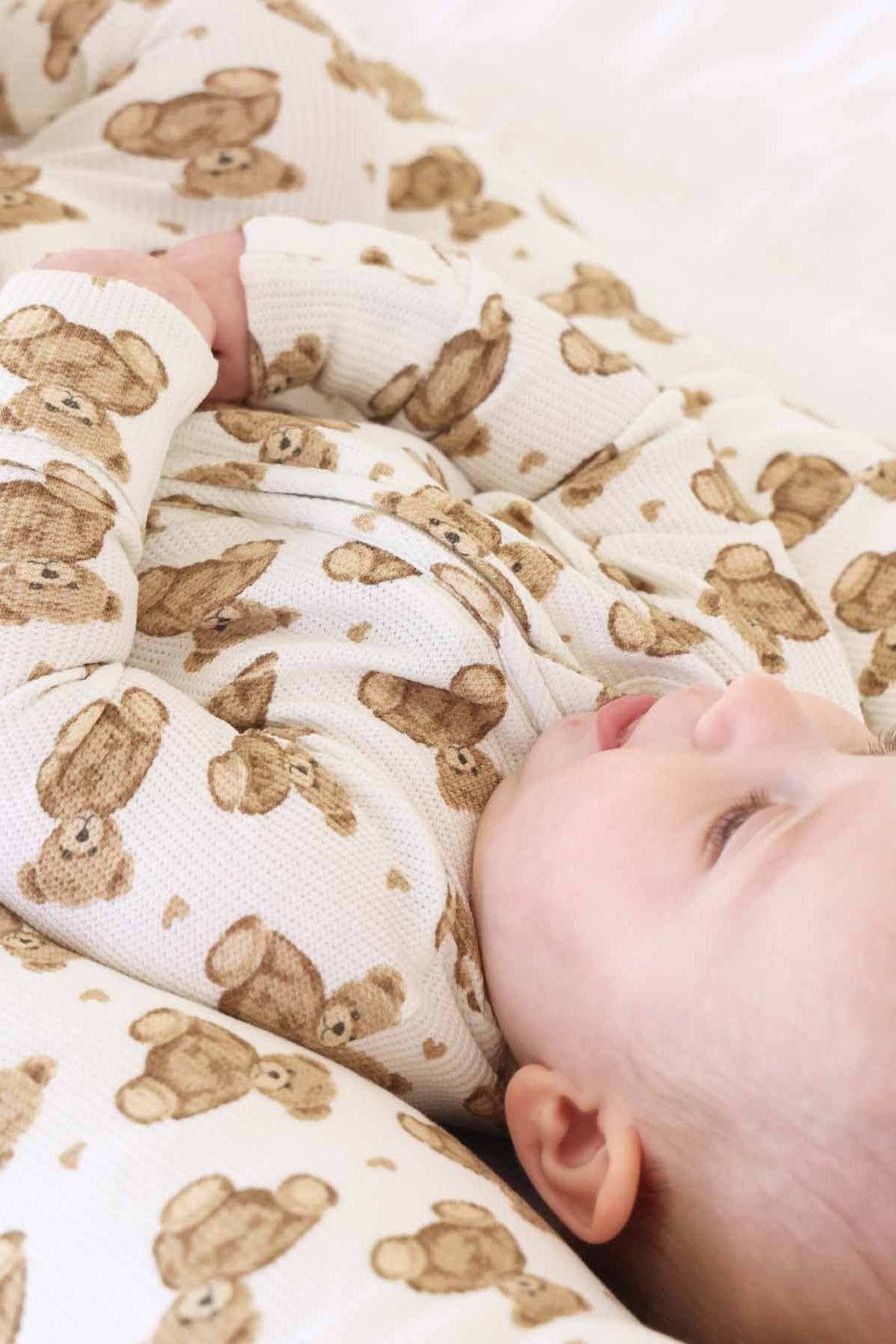 Beary Sweet Waffle Zipper Footie