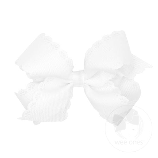 Medium Grosgrain Bow, Eyelet Flower-Embossed Edges - Magpies Paducah