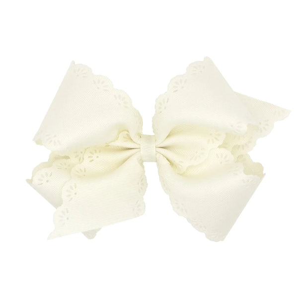 Medium Grosgrain Bow, Eyelet Flower-Embossed Edges (Assorted Colors!) - Magpies Paducah