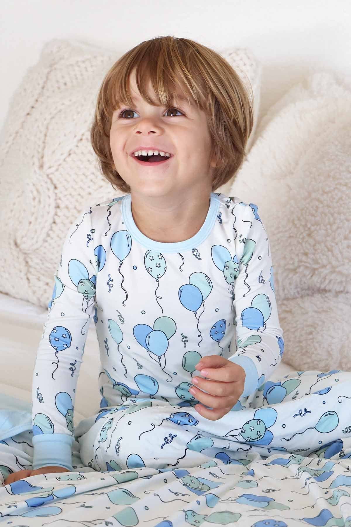 Party Time Two Piece Pajama Set, Blue