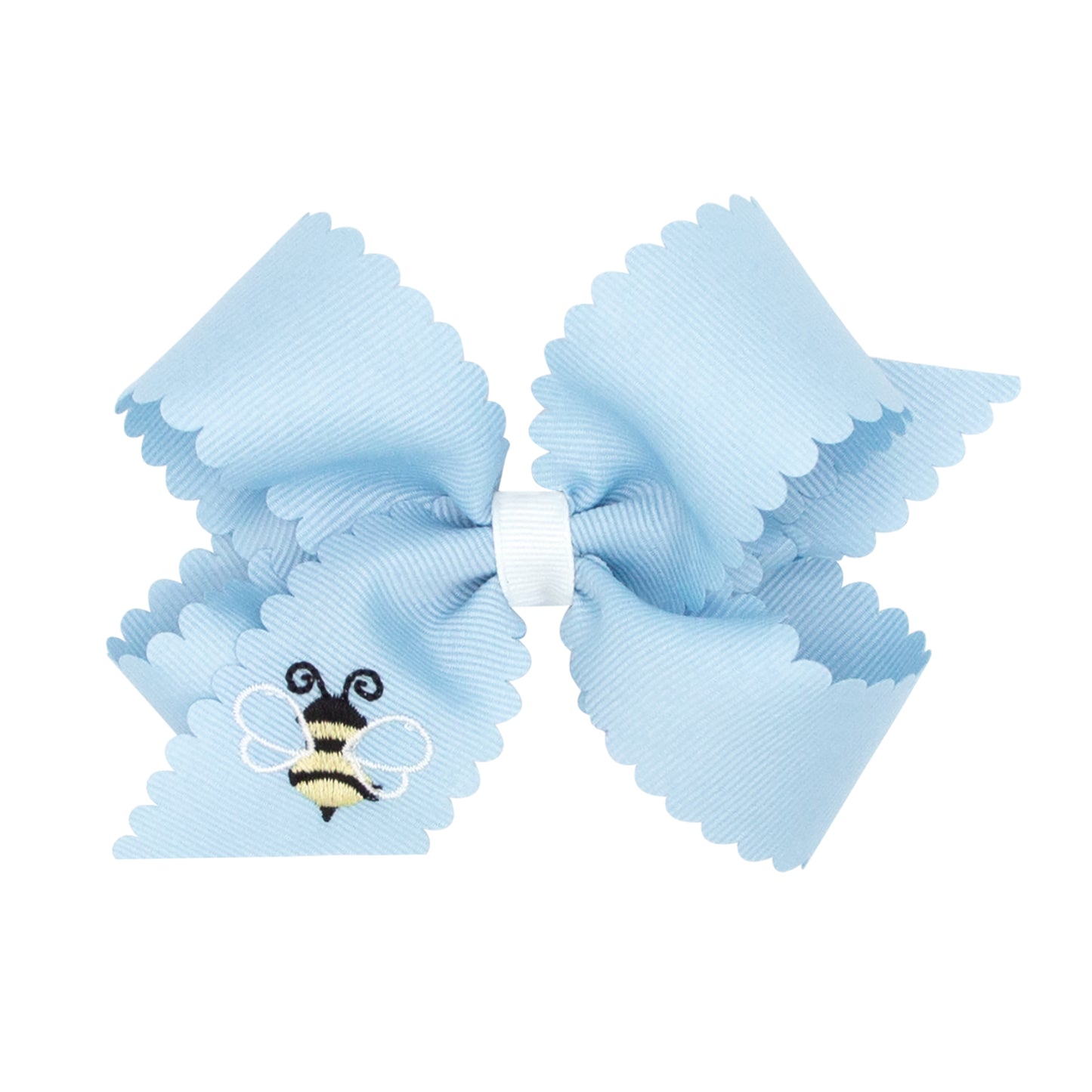 Medium Scalloped Bow, Embroidered Bee - Magpies Paducah