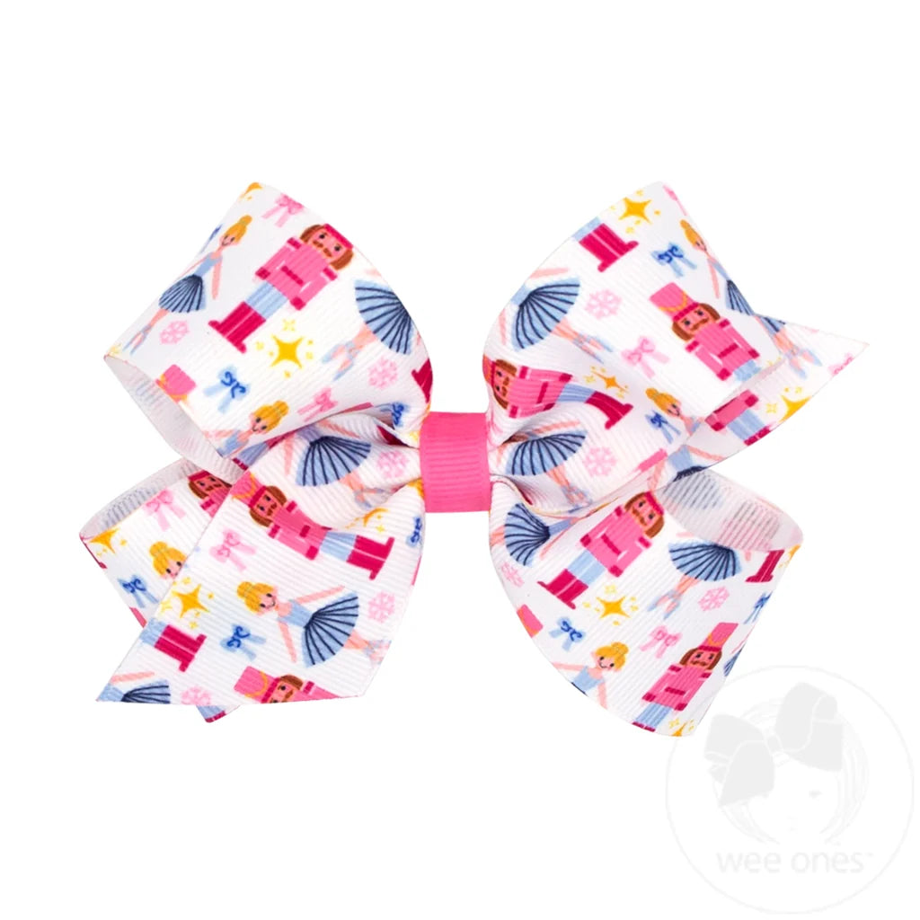 Medium Pink Print Bow, Nutcracker - Magpies Paducah