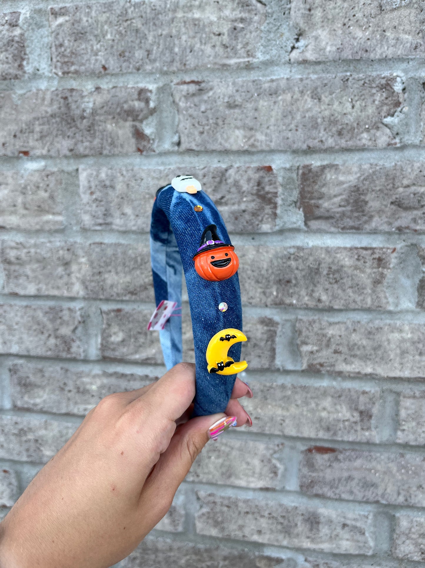 Denim Halloween Charm Headband
