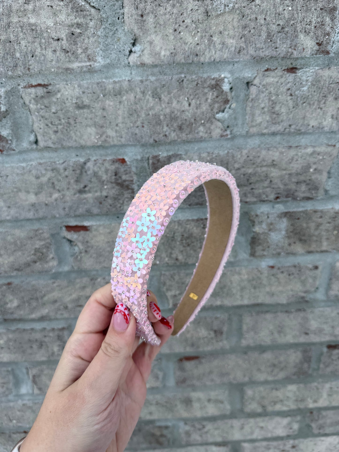 Sequin Flower Headband, Light Pink - Magpies Paducah