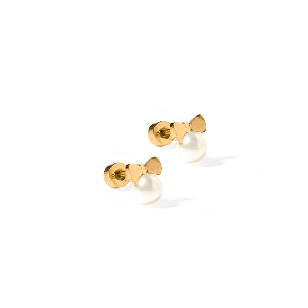 Screwback Stud Earrings - Heidi Pearl Bow - Magpies Paducah