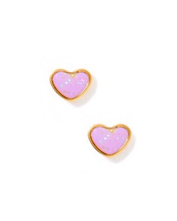 Screwback Stud Earrings - Nora Heart - Purple