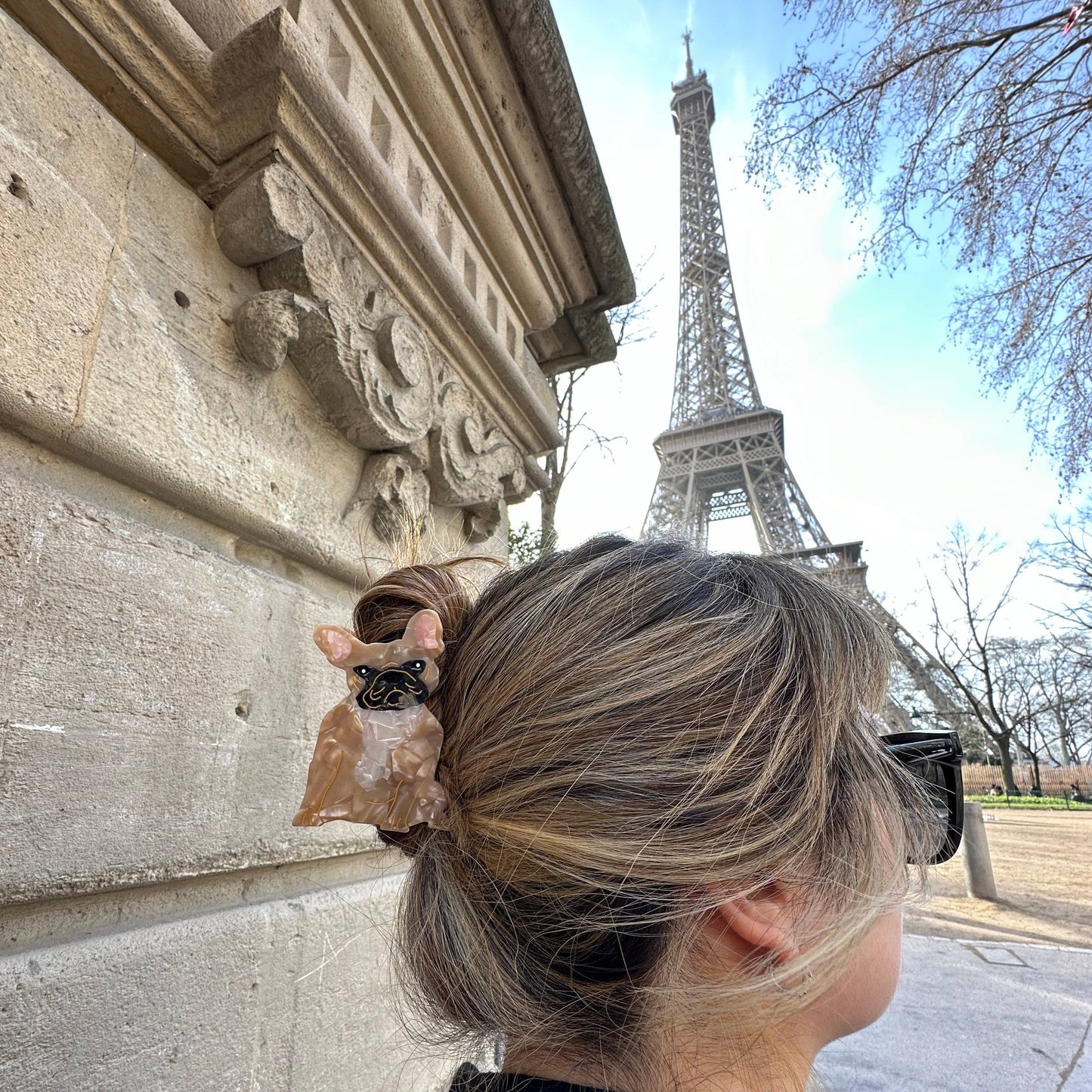 Hand-painted Frenchie Dog Claw Hair Clip