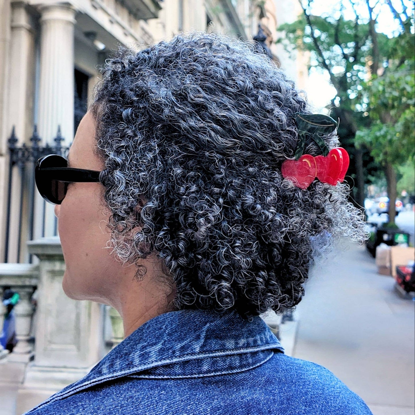 Hand-painted Cherry Hearts Hair Claw Clip