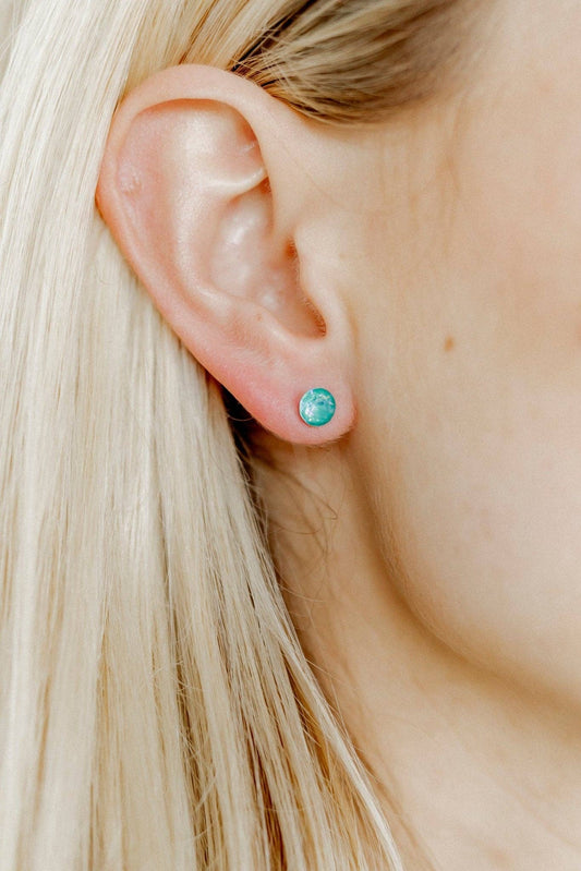 Screwback Stud Earrings Lux - Zuri Teal - Magpies Paducah