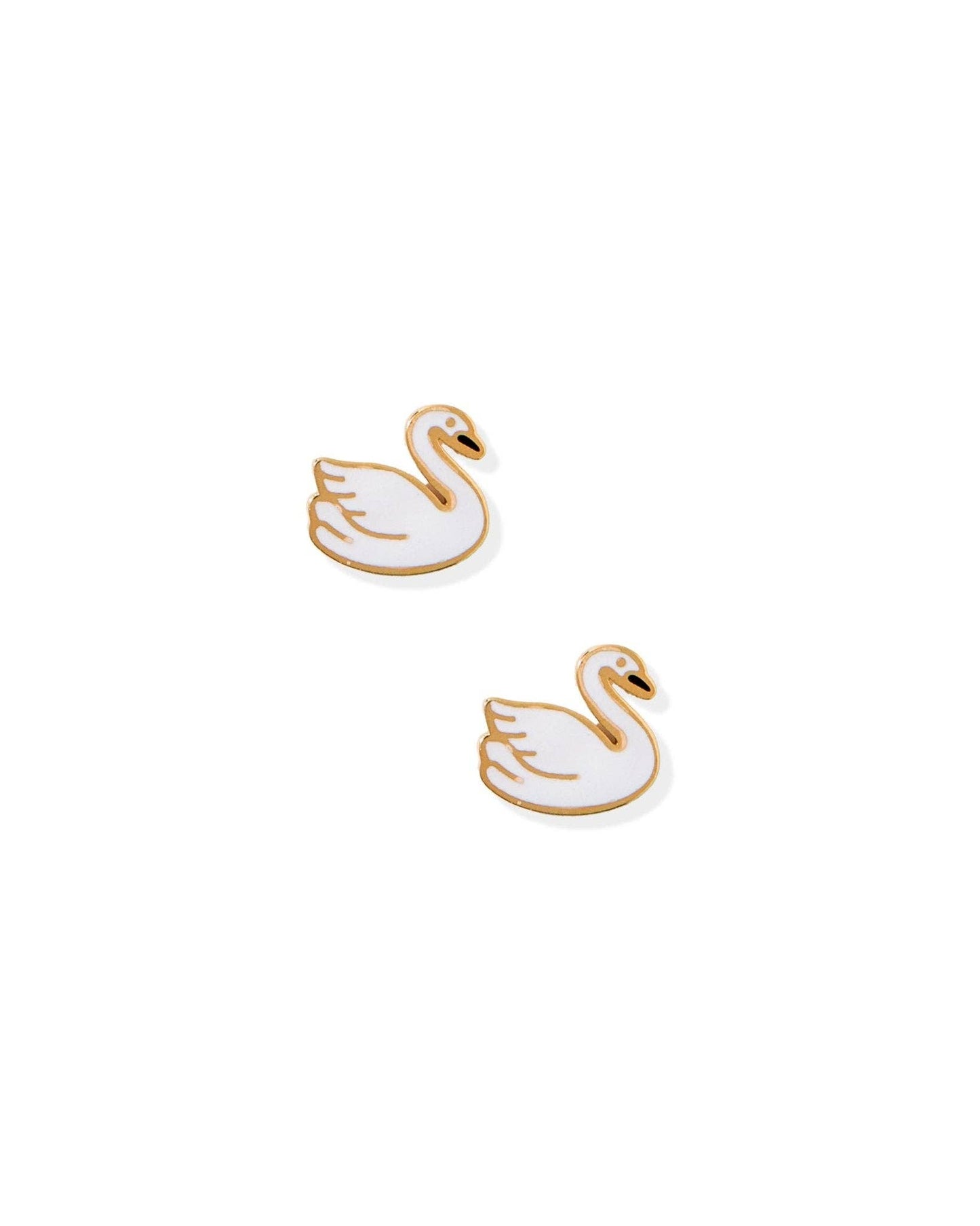 Screwback Stud Earrings, Swan