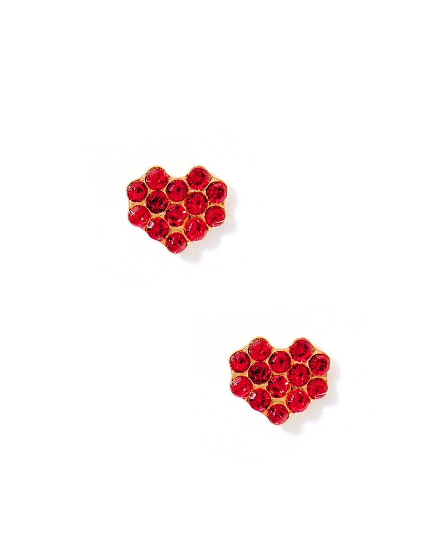 Leo Tiny Heart Earrings, Red
