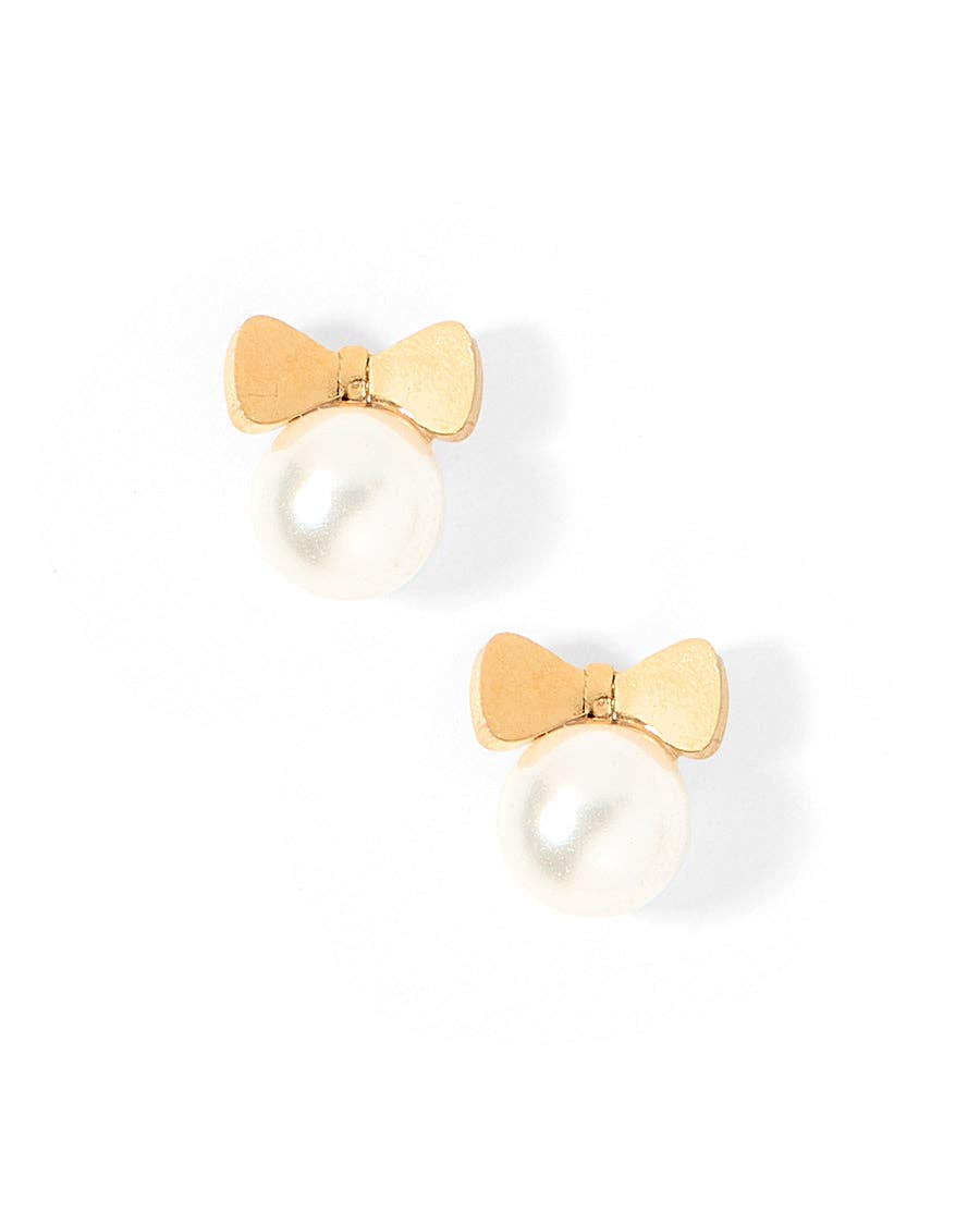 Screwback Stud Earrings - Heidi Pearl Bow - Magpies Paducah