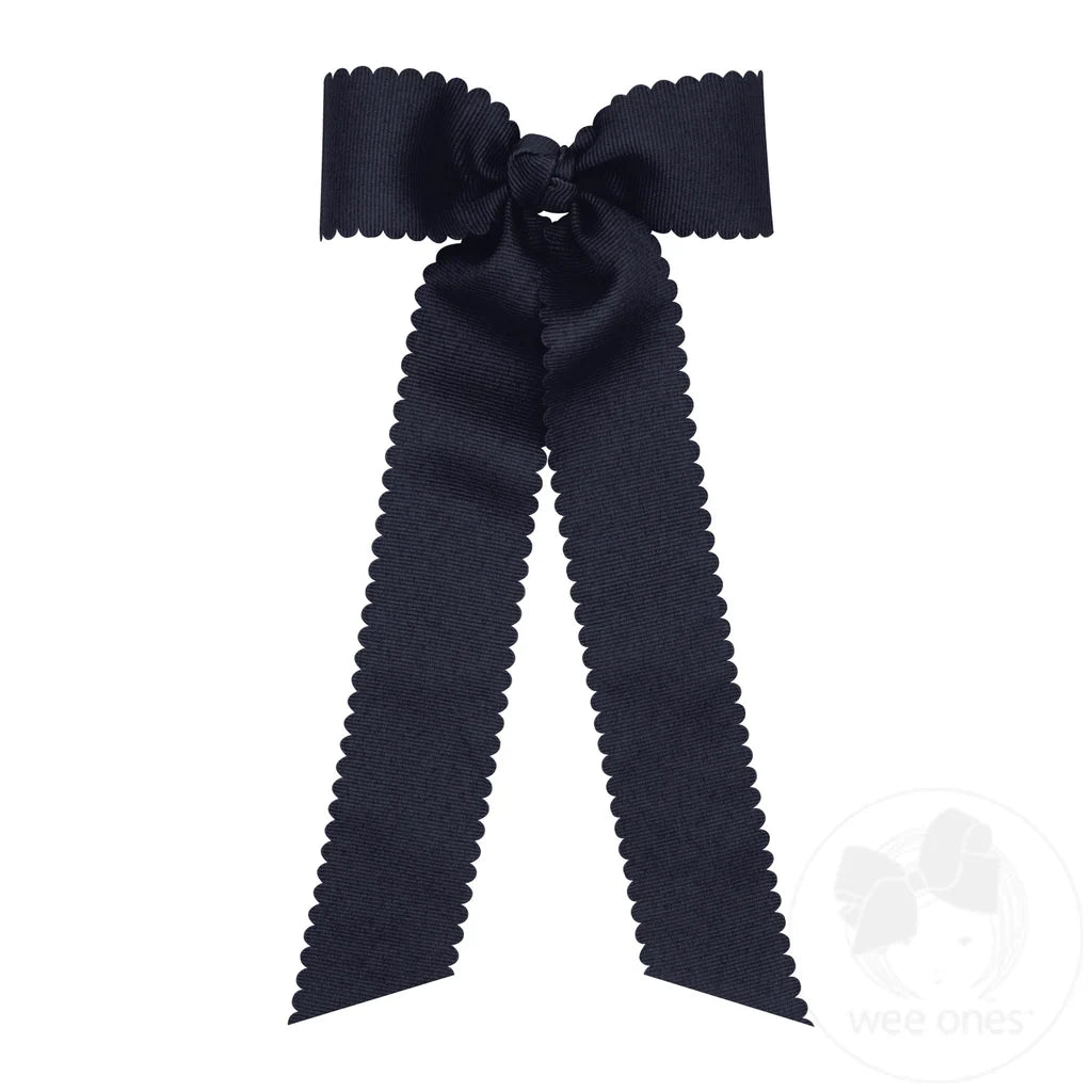 Medium Scalloped Streamer Bow, Navy - Magpies Paducah