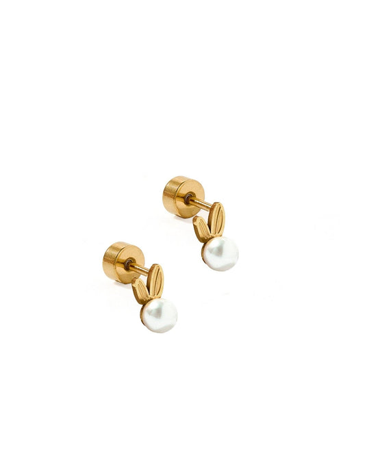 Screwback Stud Earrings - Heidi Pearl Bunny - Magpies Paducah