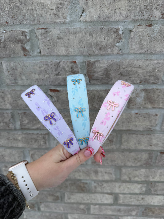 Padded Bow Crystal Charm Headband - Magpies Paducah