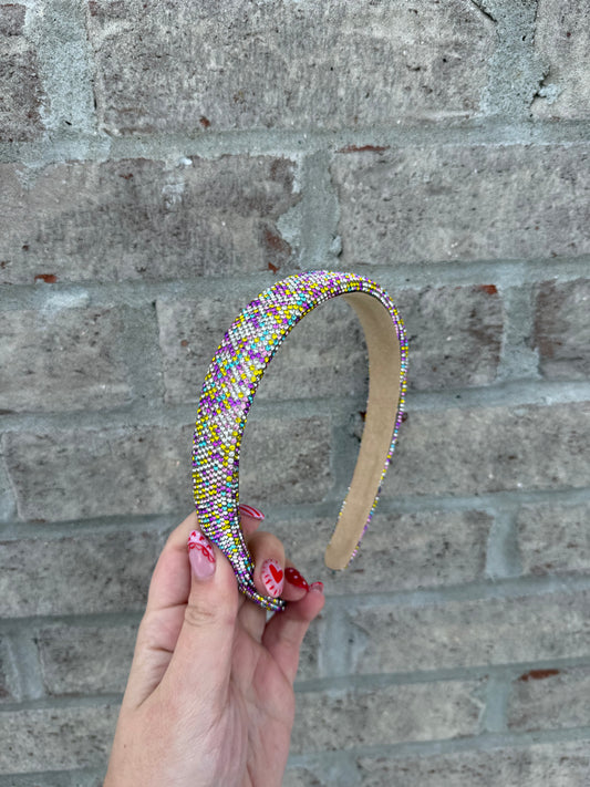 Thin Fully Crystallized Headband, Purple Multi