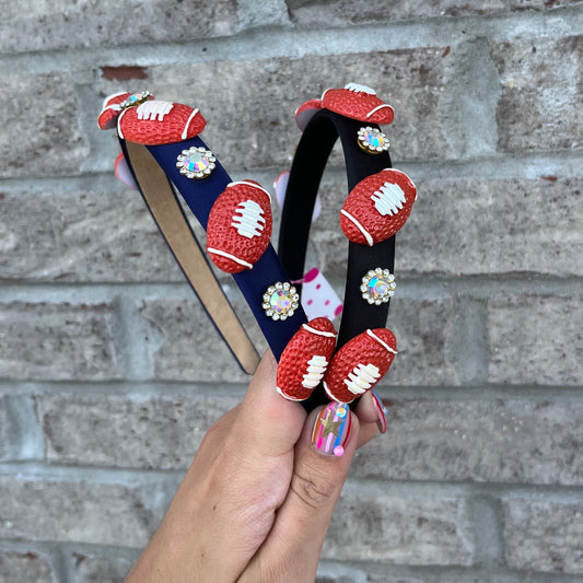 Thin Satin Football Charm Headband