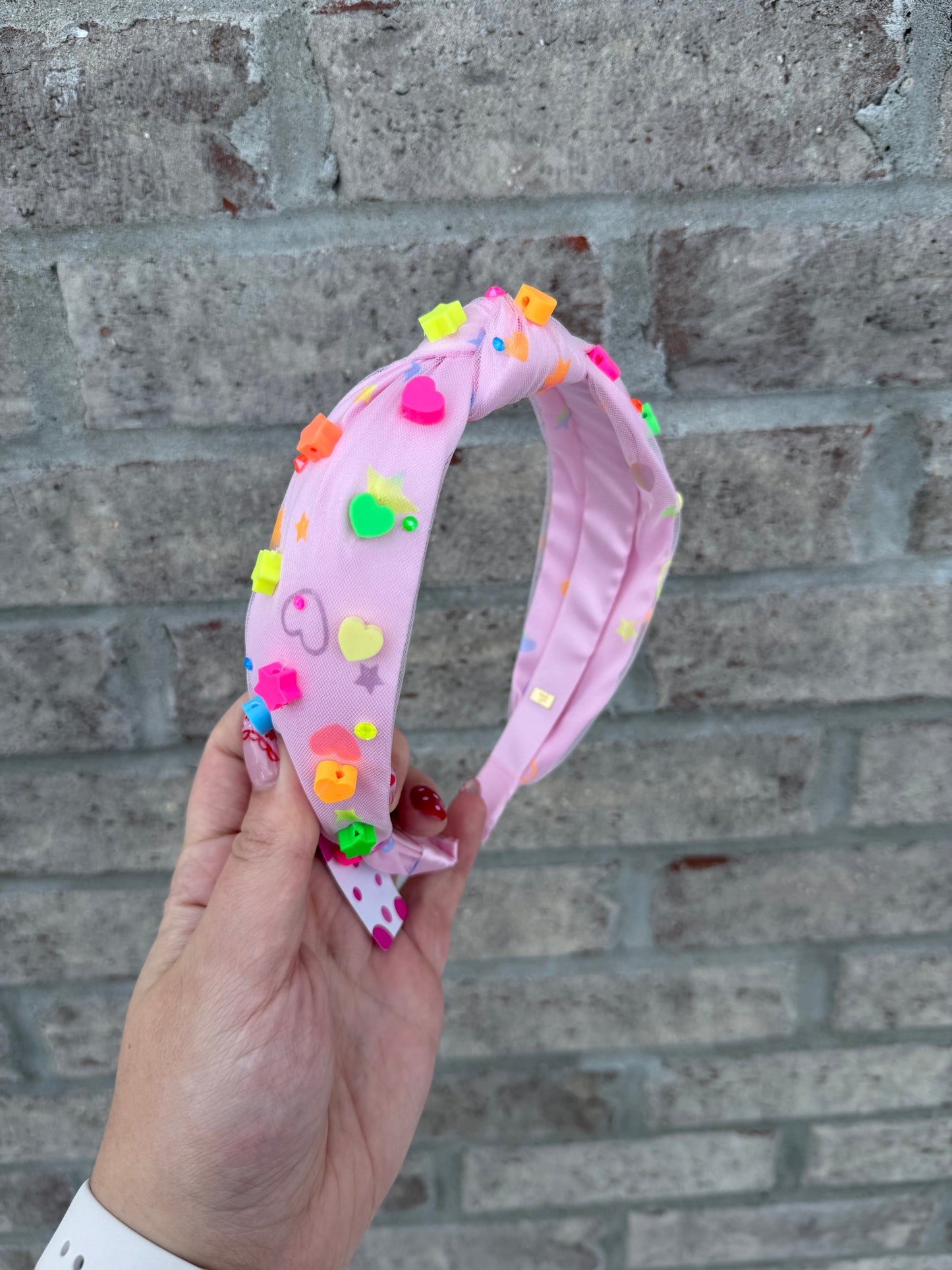 Neon Heart and Stars Charm Knot Headband - Magpies Paducah