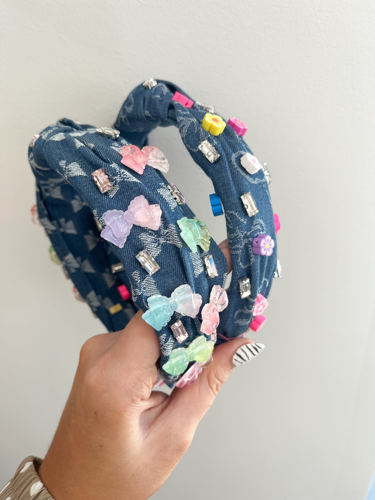 Denim Knot Charm Headband