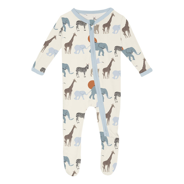 Zippered Footie, Natural Just So Animals - Magpies Paducah