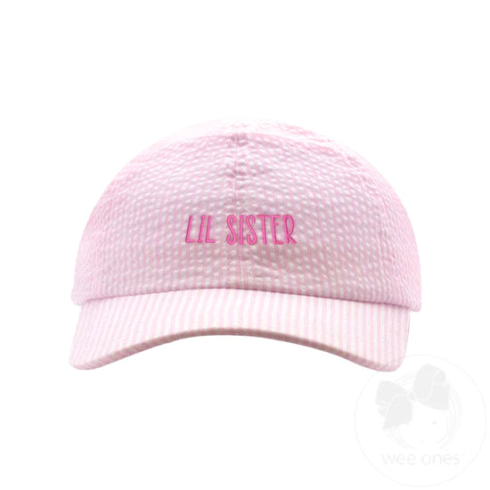 Embroidered Seersucker Hat, Lil Sis (Assorted Sizes!) - Magpies Paducah