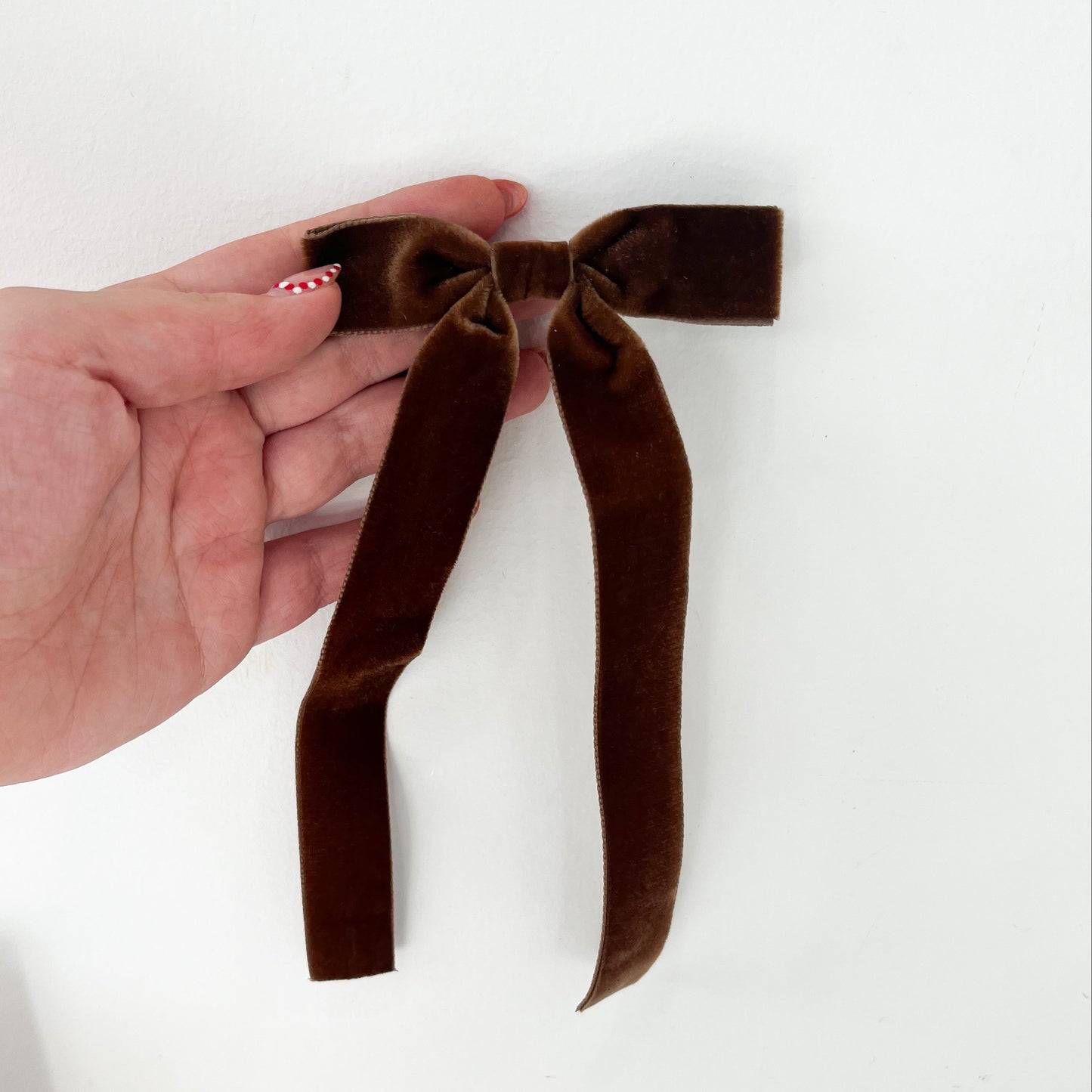 Mini Velvet Bow w/ Tails, Brown - Magpies Paducah
