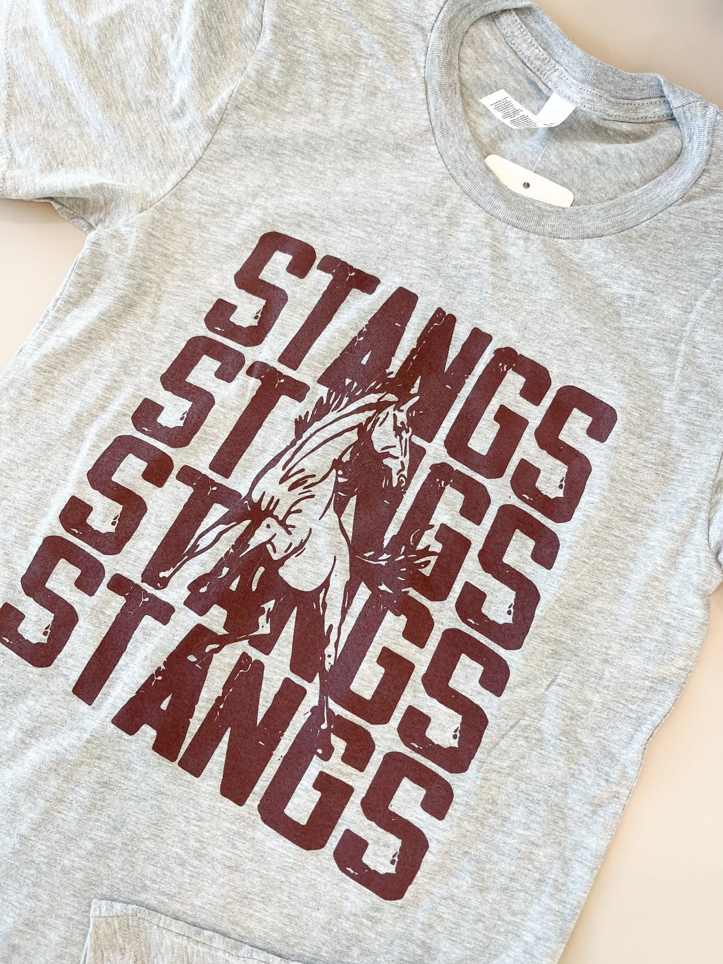 Adult Mascot Stacked Tee, Mustangs - Magpies Paducah