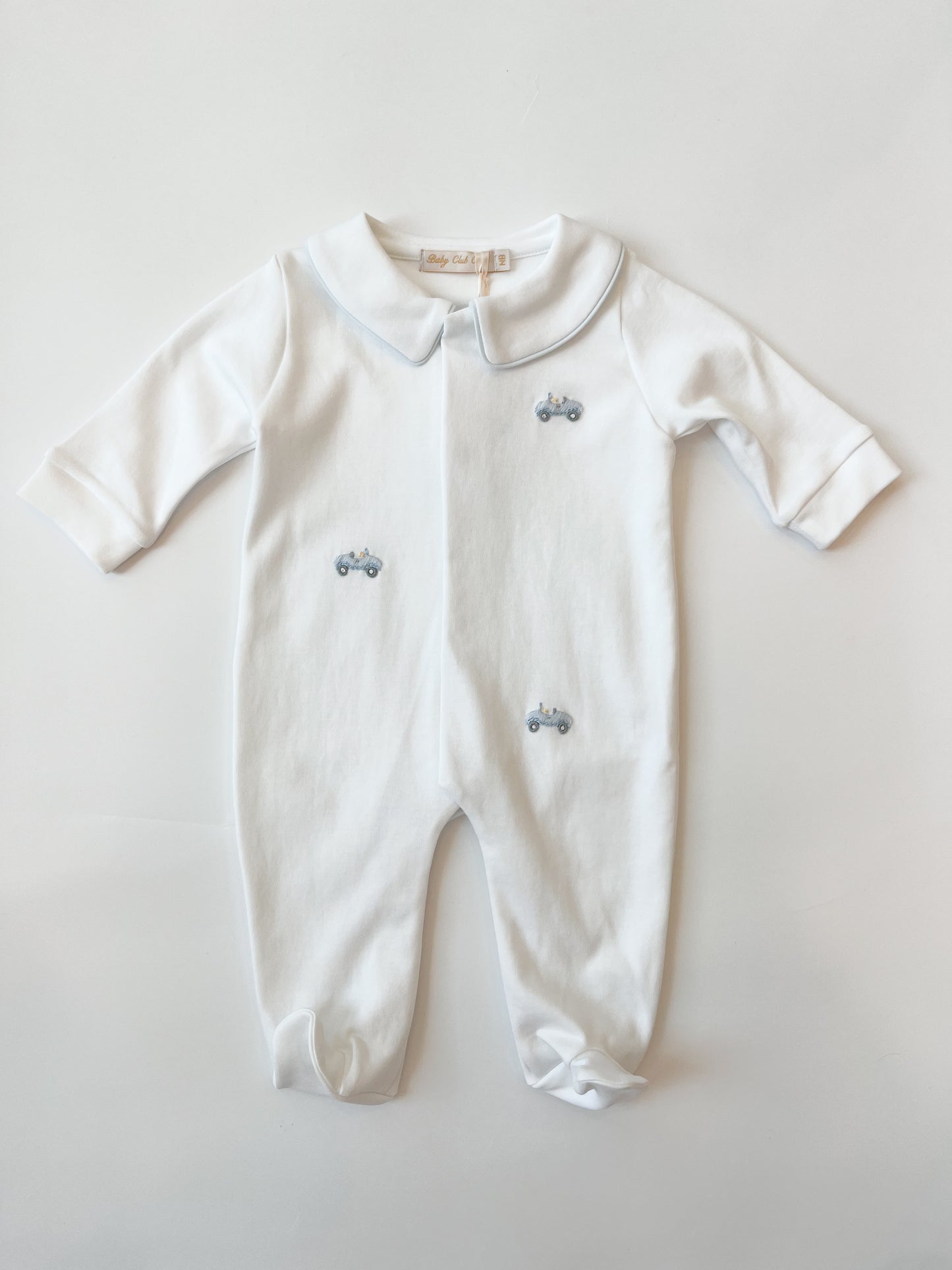 Collared Footie, Embroidered Cars