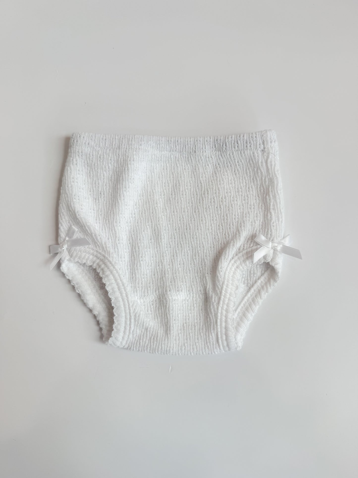 Knit Diaper Cover, White w/ Bows