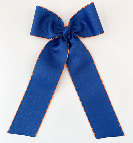 King Contrast Moonstitch Bow w/ Tails, Blue/Orange