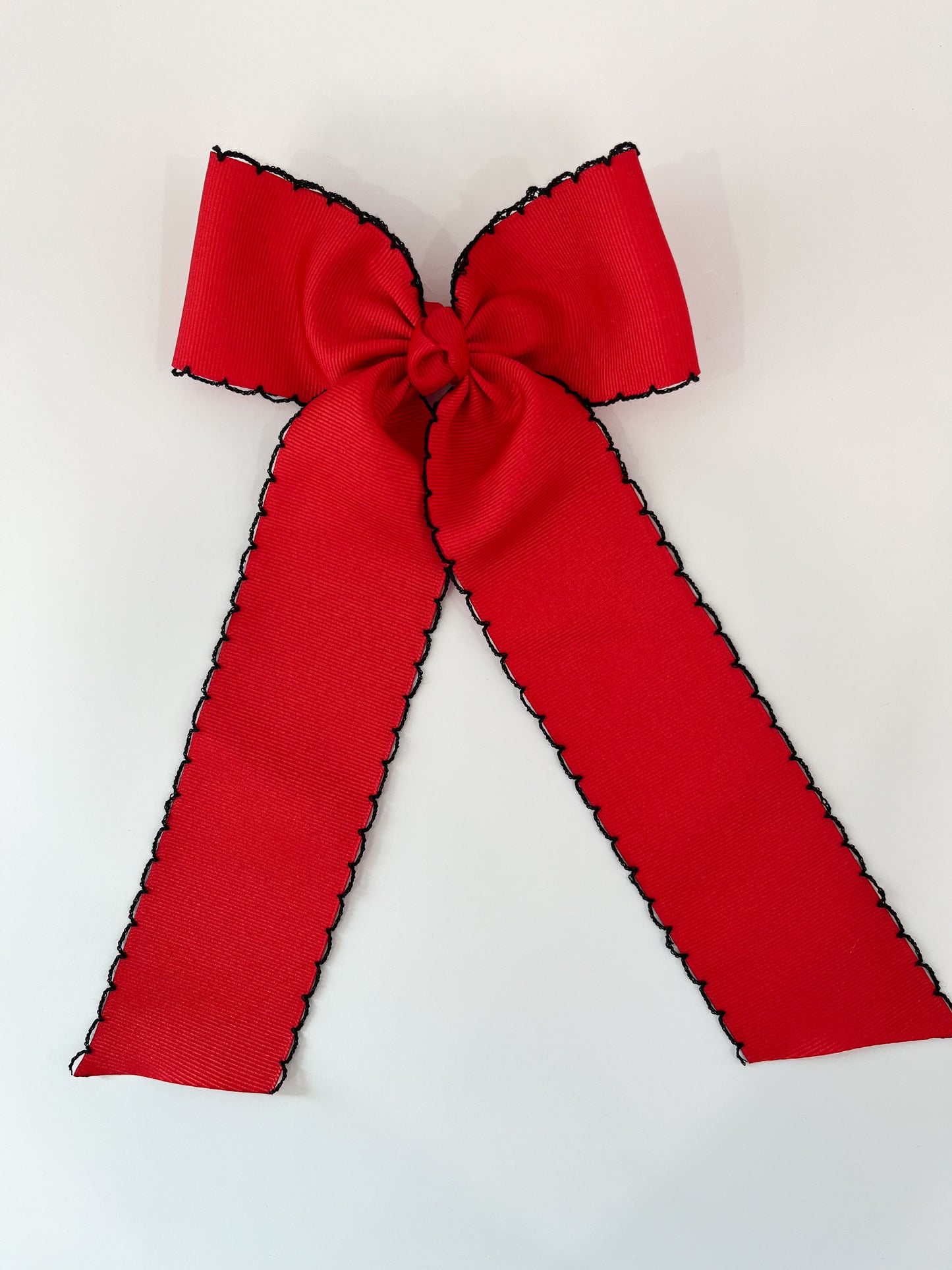 King Contrast Moonstitch Bow w/ Tails, Red/Black