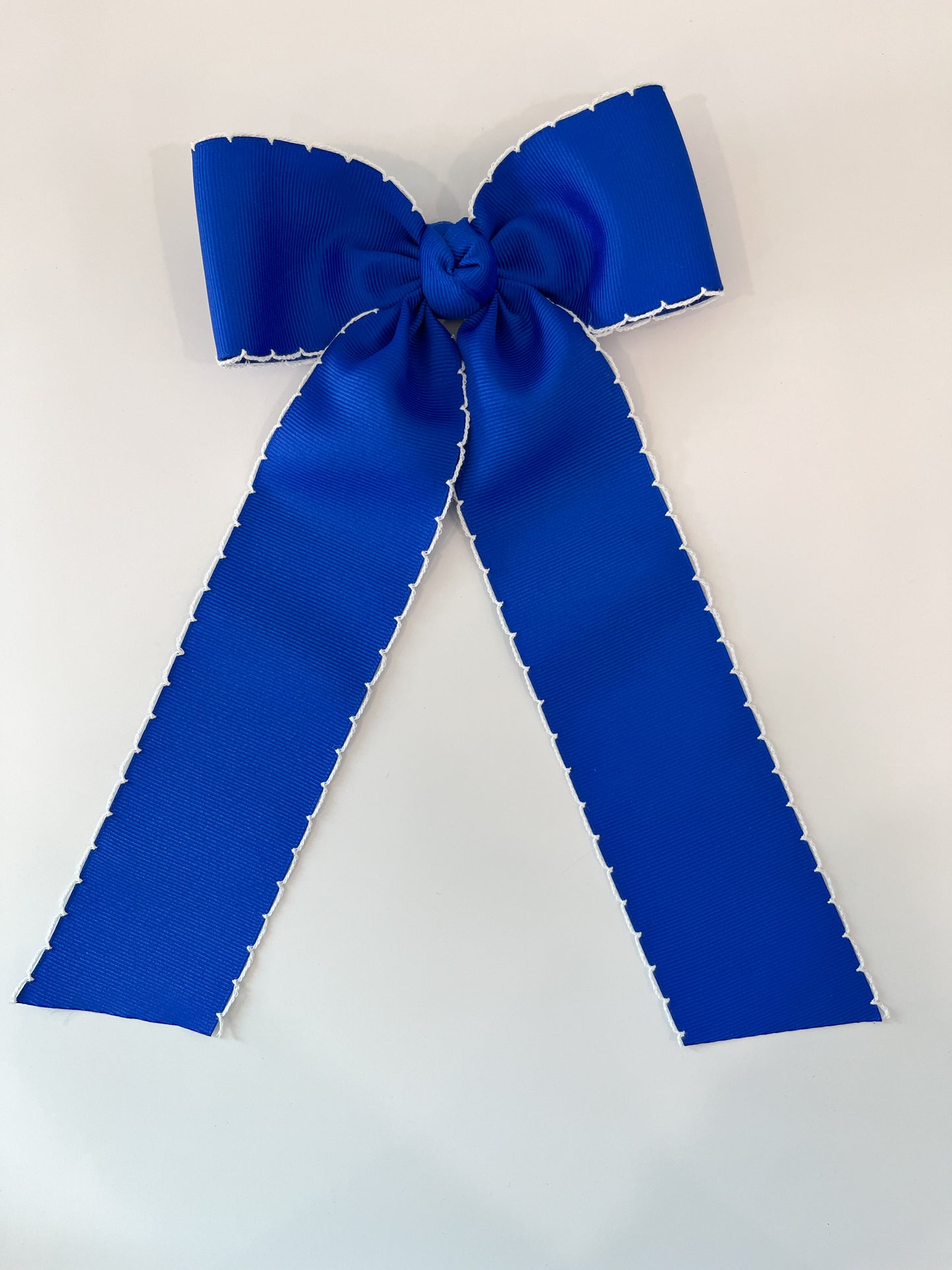 King Contrast Moonstitch Bow w/ Tails, Blue/White
