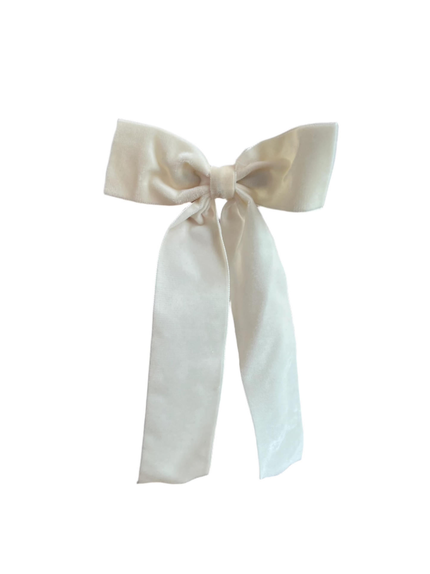Medium Velvet Bow with Tails, Ivory - Magpies Paducah