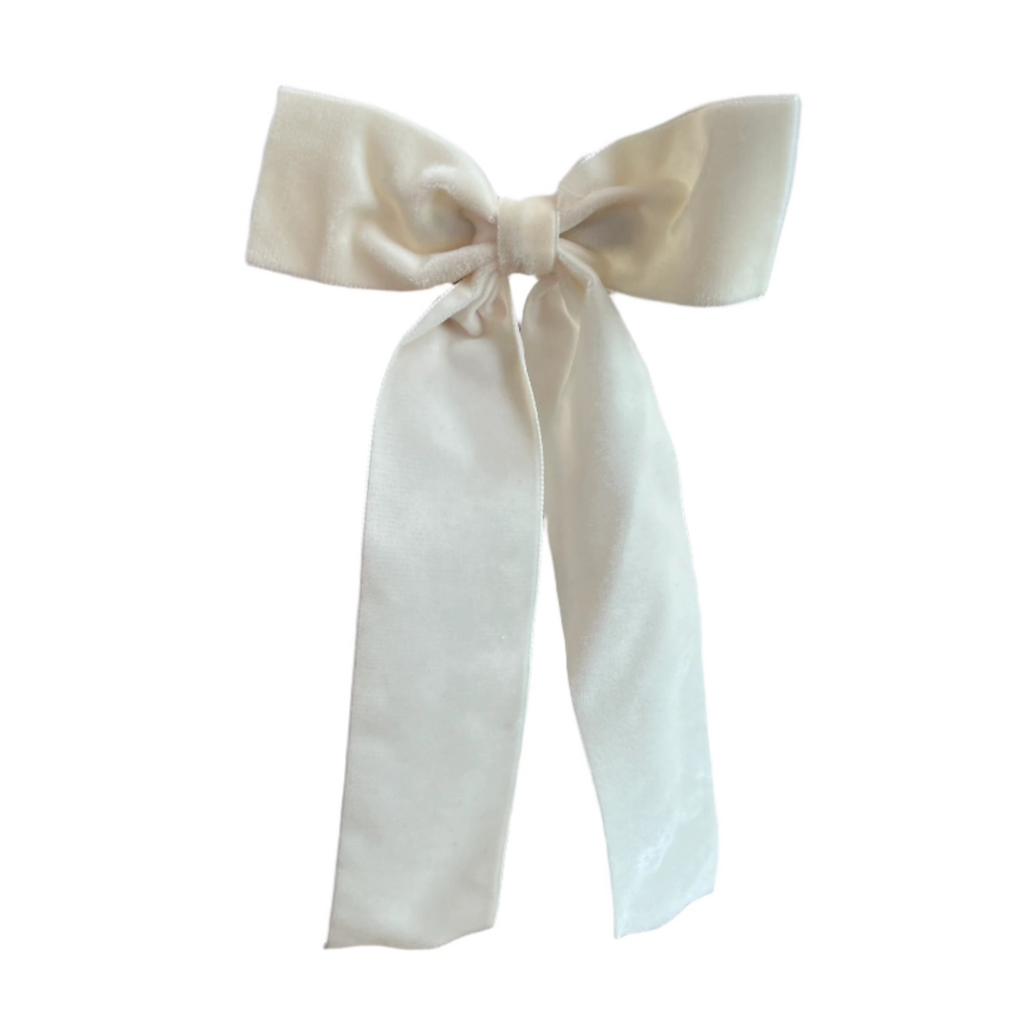 Medium Velvet Bow with Tails, Ivory - Magpies Paducah