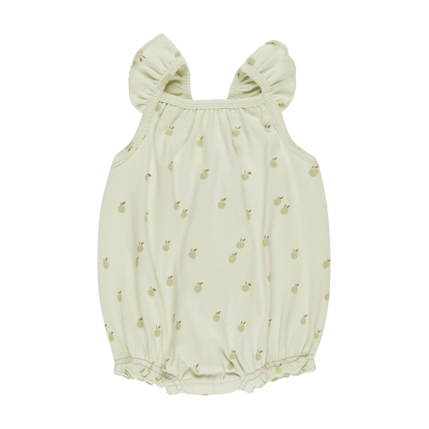 RIBBED RUFFLE ROMPER || APPLES - Magpies Paducah