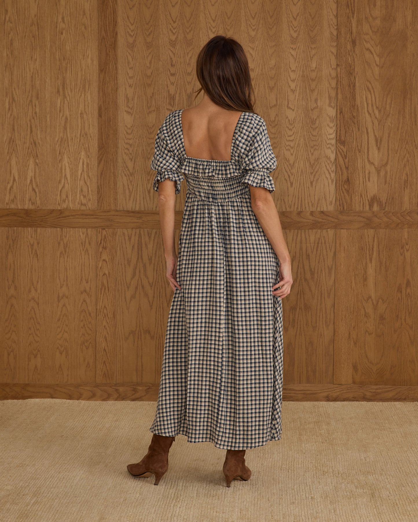 Women's Birdie Dress, Navy Check - Magpies Paducah