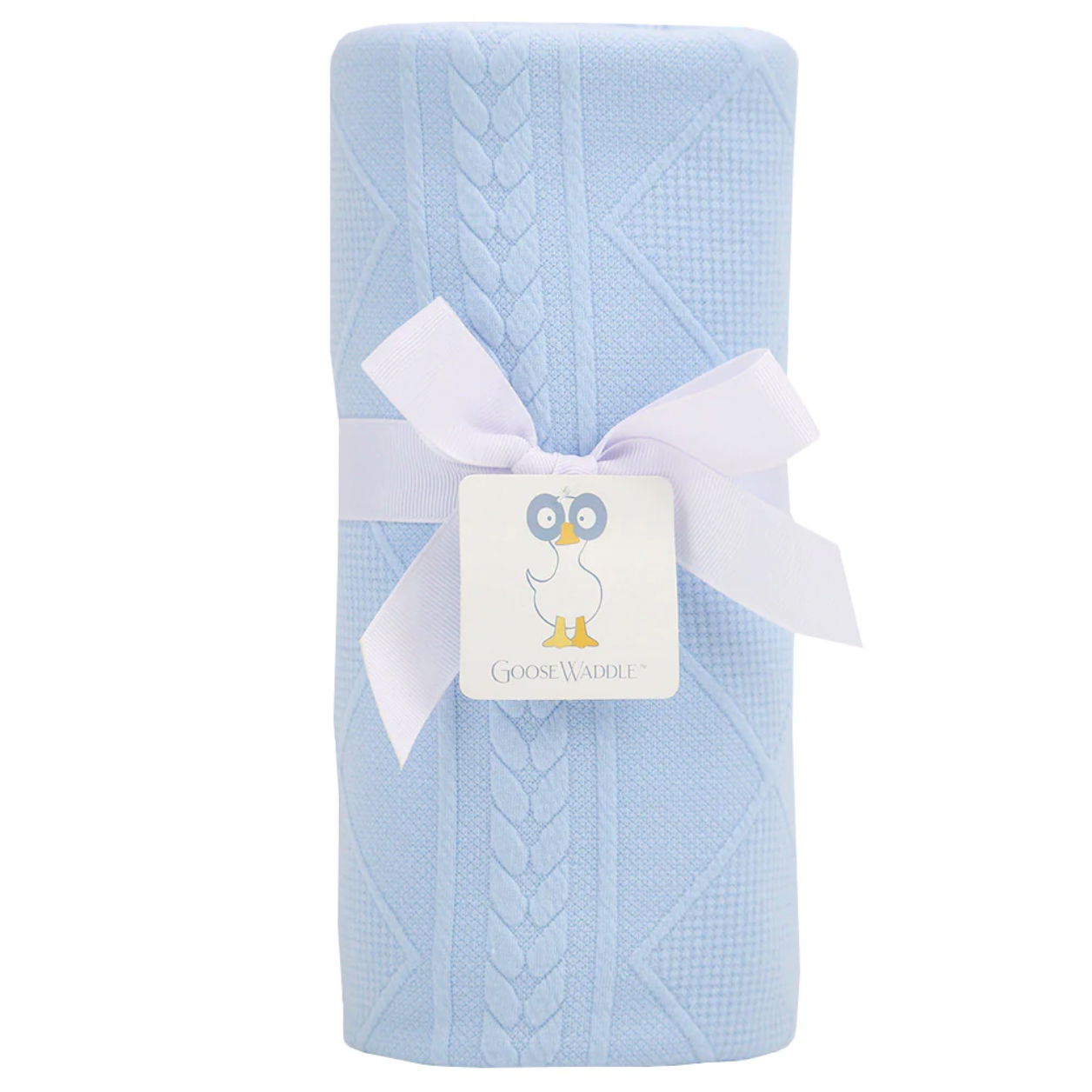 Knit Blanket w/ Monogram, Blue - Magpies Paducah