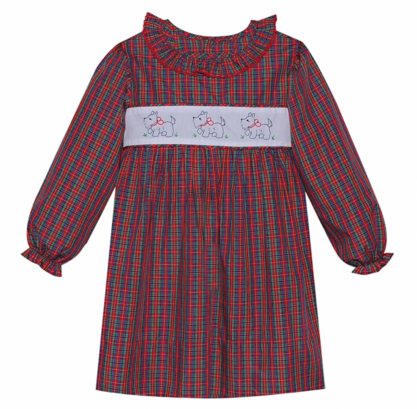 Red Plaid Avery Dress, Scottish Terrier - Magpies Paducah