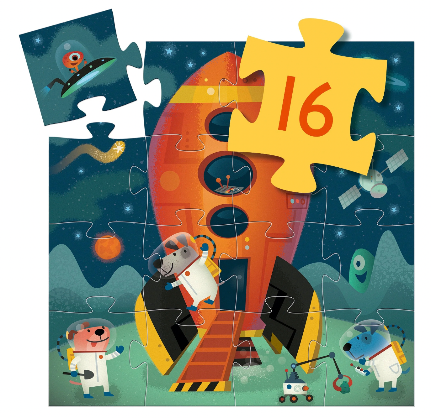 Mini Silhouette Spaceship 16pc Puzzle - Magpies Paducah
