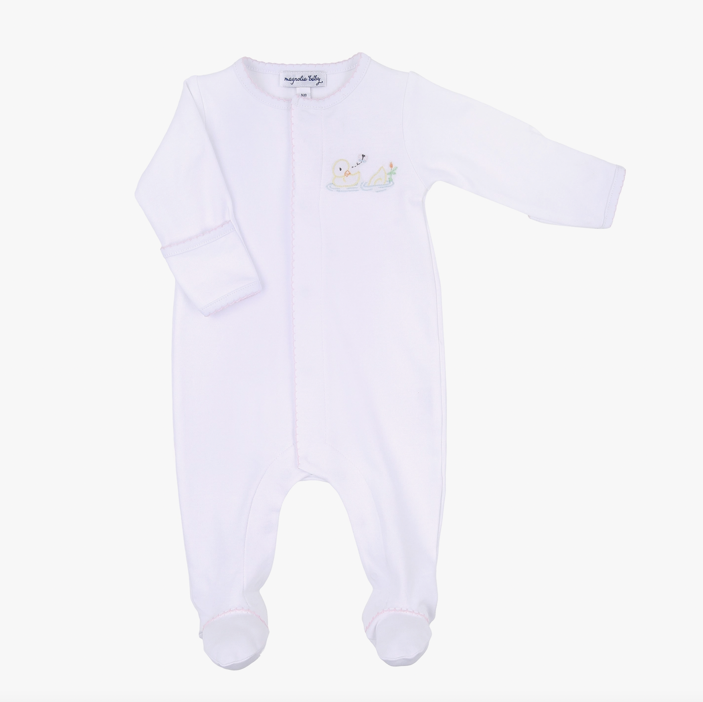 Vintage Duckies Embroidered Footie, Pink - Magpies Paducah