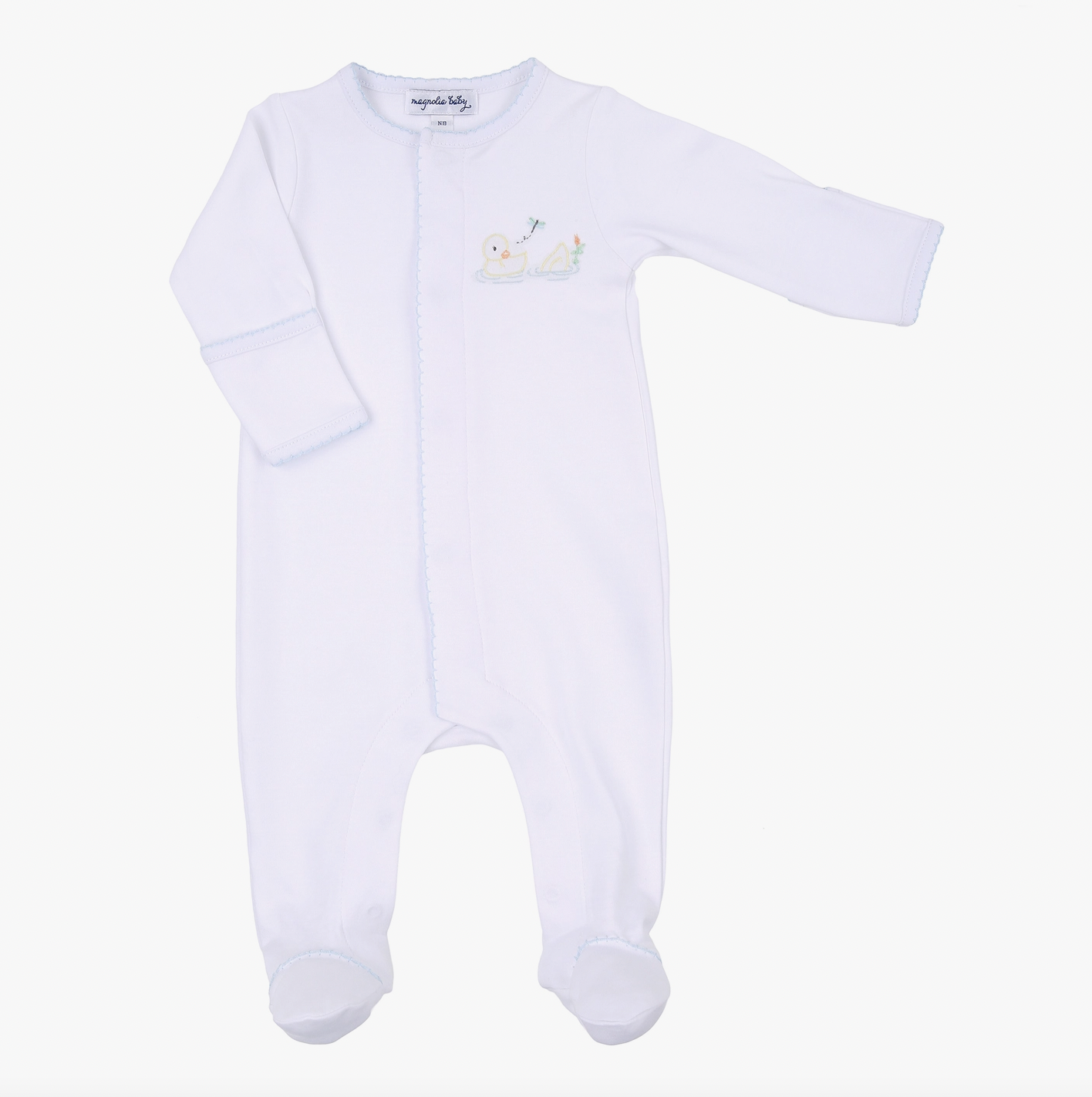 Vintage Duckies Embroidered Footie, Blue - Magpies Paducah