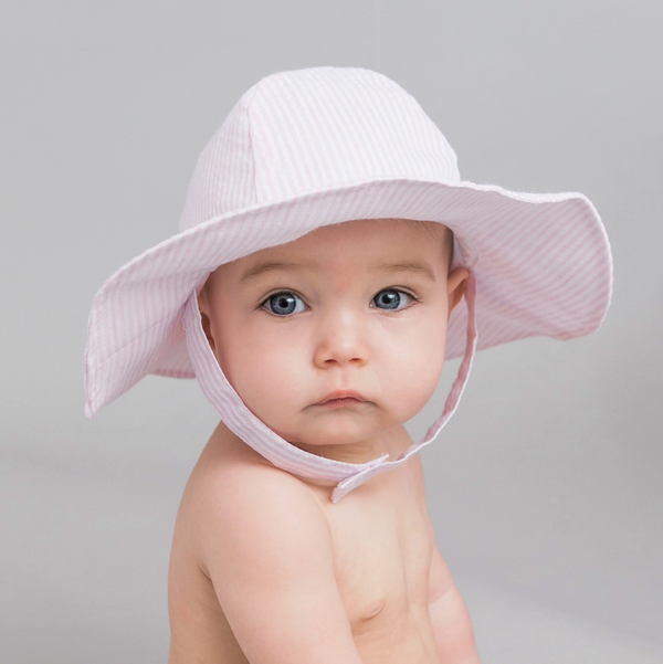 Pink Seersucker Sun Hat - Magpies Paducah