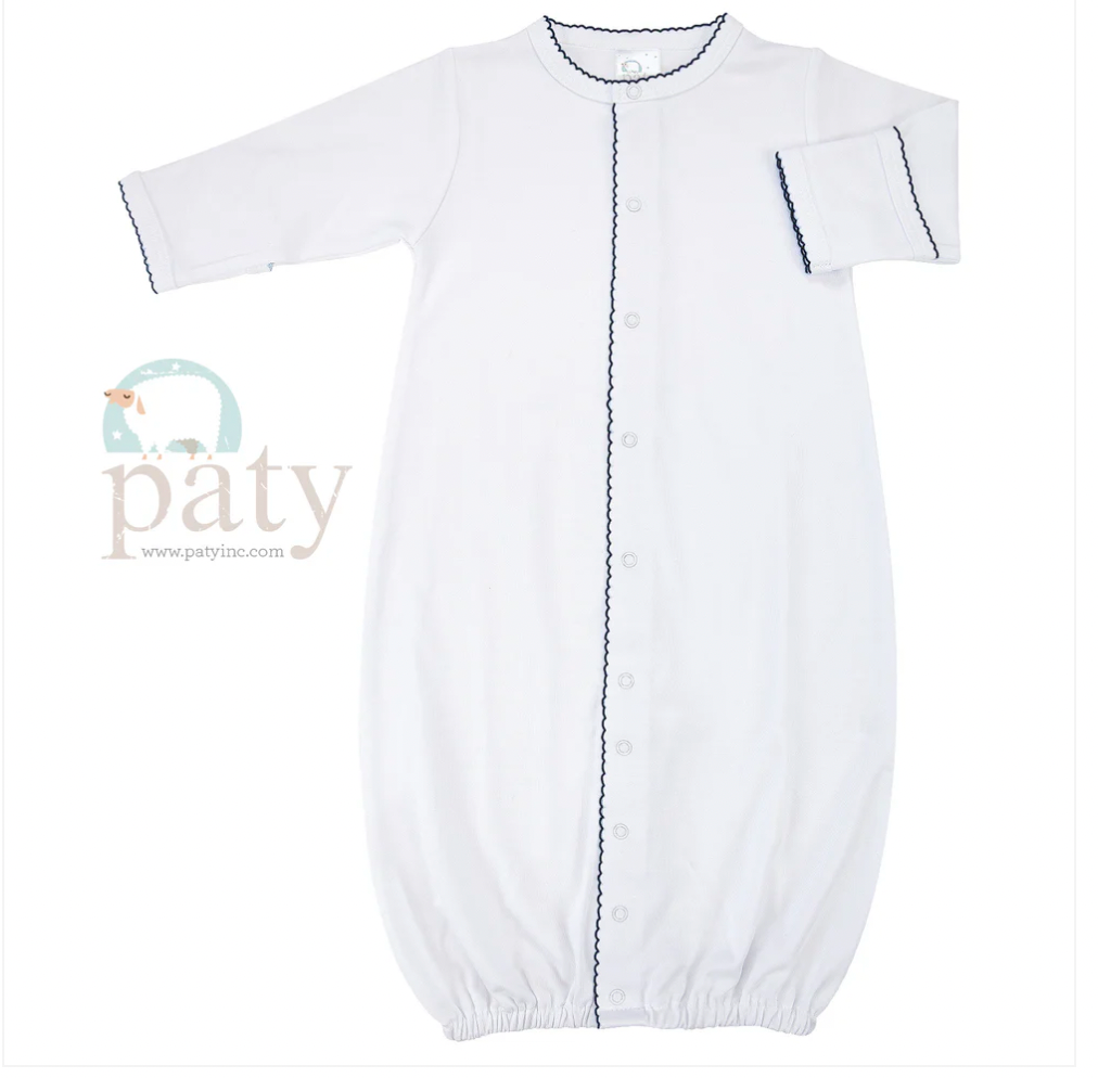 Pima White Converter Gown, Navy Trim - Magpies Paducah