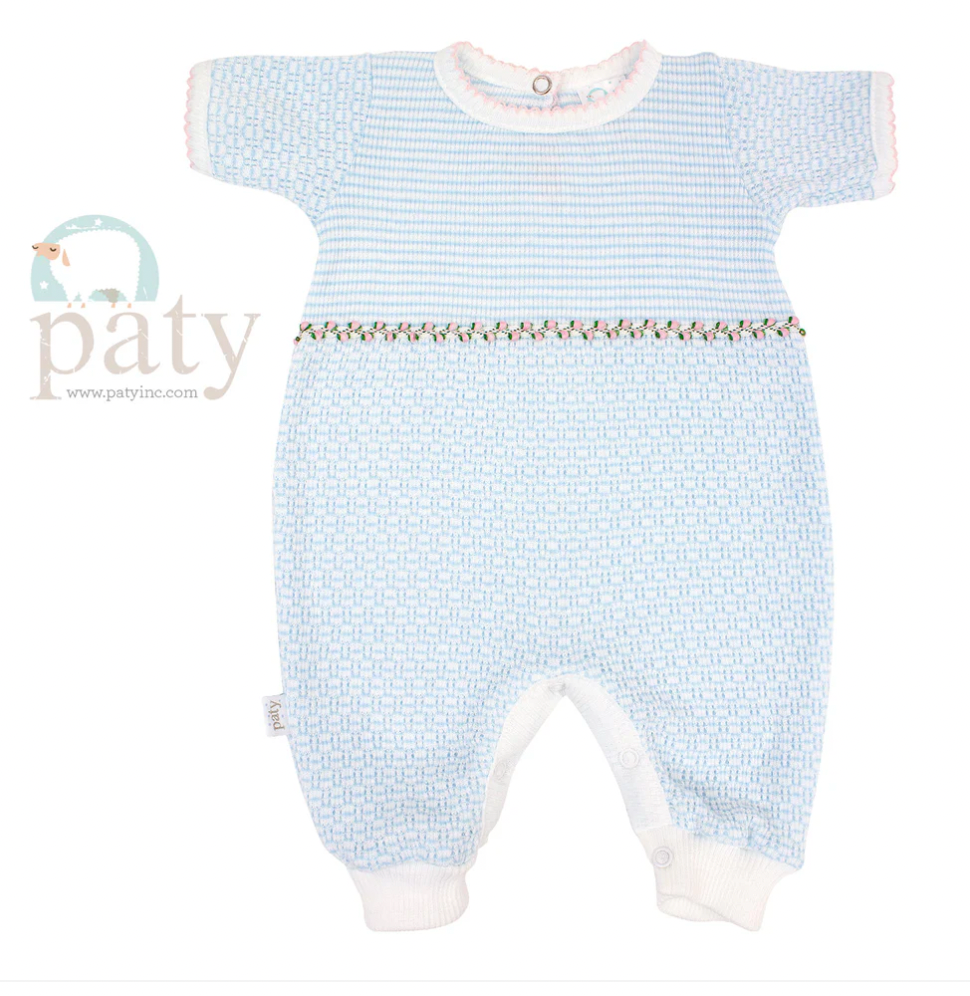Ruth Romper, Blue w/ Floral - Magpies Paducah