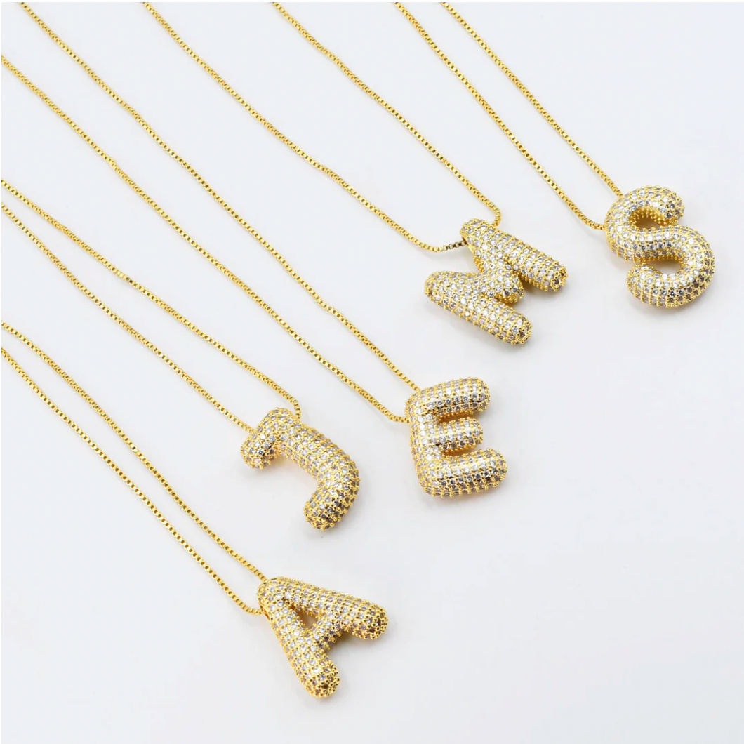 Crystal Balloon Initial Necklace - Magpies Paducah